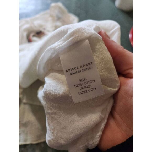 Apiece Apart Embroidered Asientos Sweep blouse tank white sz 4 - Picture 5 of 5